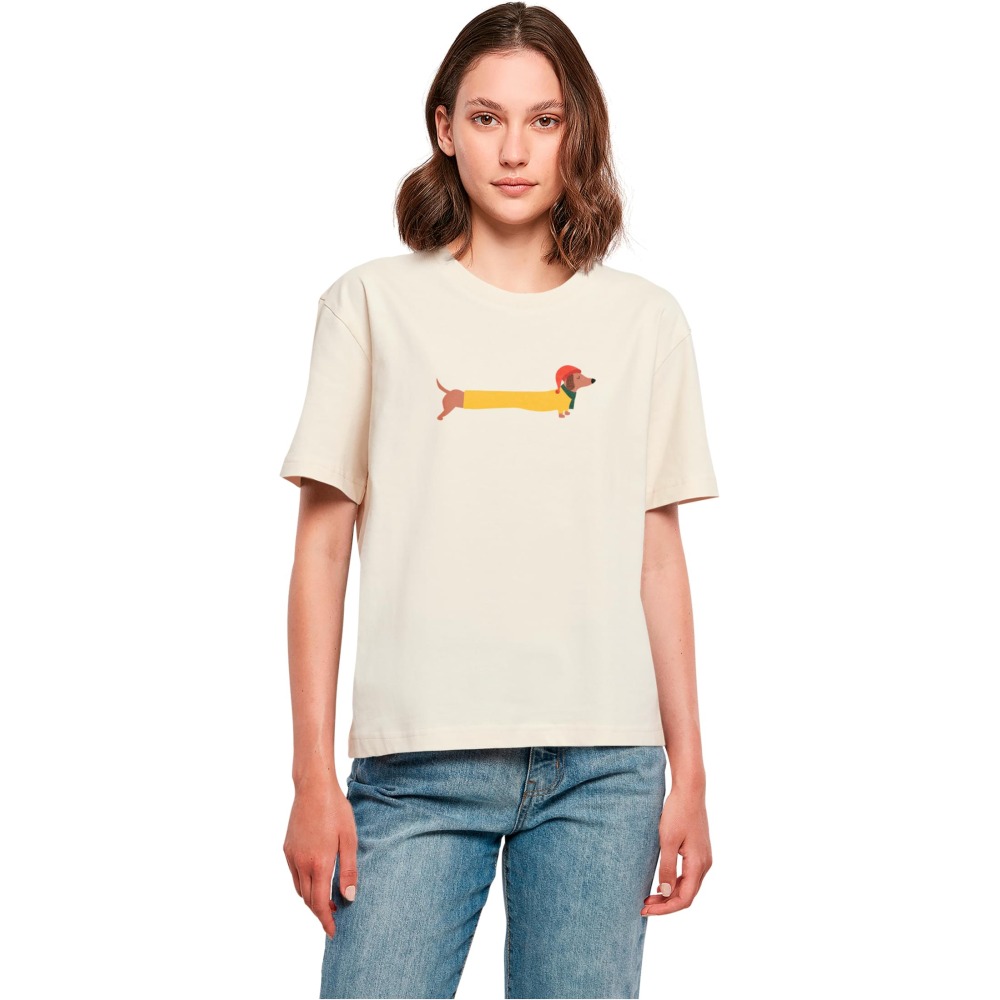 Merchcode - Christmas Dog Tshirt Femme - Crème